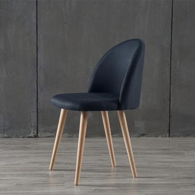 China Modern Black Fabric Curved Backrest Soft And Comfortable Dining Chair Upholsted Wood Leg Dining Chair for sale