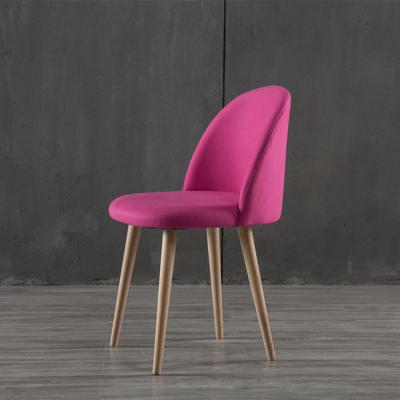 China Customized Soft And Comfortable High Quality Dining Chairs Fabric Upholstered Backrests Nordic Wood Leg Dining Chair for sale