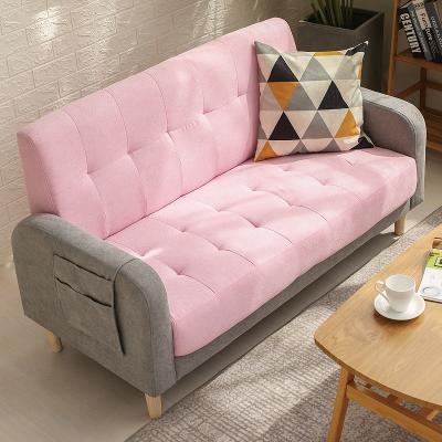 China Modern Pink Sofa With Wood Legs Style Bedroom High Elasticity Sponge Foam Sofas Living Room Furniture for sale