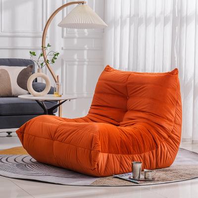 China Comfortable and Breathable Modern Simple Stylish Sofa Living Room Casual Lazy Floor Chair Orange Leather Sofa for sale