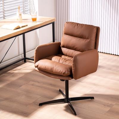 China (Size)Adjustable Luxury Office Chairs Without Wheels 360 Degree Swivel Upholstered Backrest Brown Task Office Chair for sale