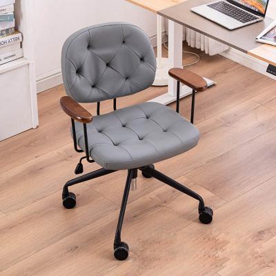 China Gray Small Office Chairs Home Comfortable Feeling (Height) Thicker Cushion Computer Chair Office Sitting Swivel Chairs Adjustable for sale