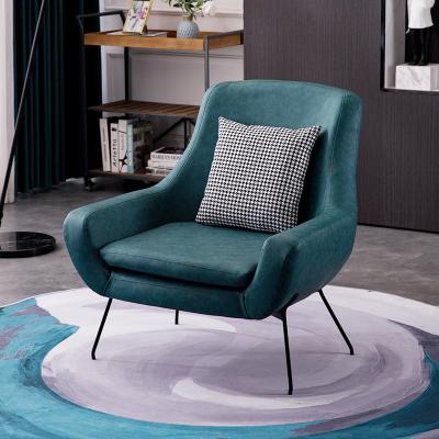 China High Rebound Nordic Style Armchair Lounge Leather Comfortable Sitting Luxury Blue Feeling Armchair for sale