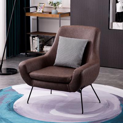 China Luxury Leather Armchair Nordic Comfortable Living Room Armchair Cushion High Rebound Customized Small for sale