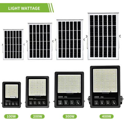 China Residential Super Bright 100w 6500k LED Solar Flood Garden Light Powerful Solar Led Light Outdoor Flood Lighting for sale