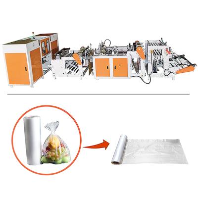 China Fruit Vegetable Transport Meat Food Customized Double Lines Bag-on-Roll Logo Plastic Flat Bags Making Machine Price With Core for sale