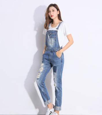 China Beautiful New Factory Design Breathable Suspender Jeans For Girl for sale