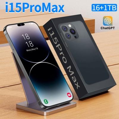 China Dual SIM Card Hot Selling OEM Mobile Phone Original i15 Pro Max 8GB+256GB Unlocked 6.7-inch Full Screen 5G Smart Phone for sale