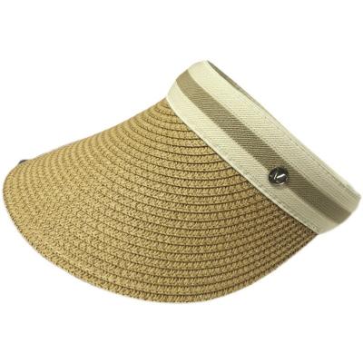 China Beach Women Empty Straw Beach Hat Lady Wide Brim Sun Hat Vintage Fashion Summer Vacation Top Hats With Letter for sale