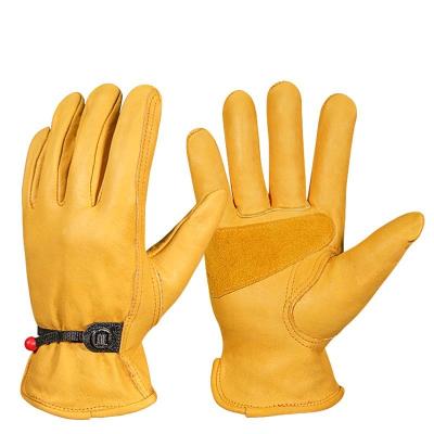 China Ozero Leather Gardening Durable Working Construction Worker Motorcycle Riding Repairman Full Finger Protective Work Gardening Gloves for sale