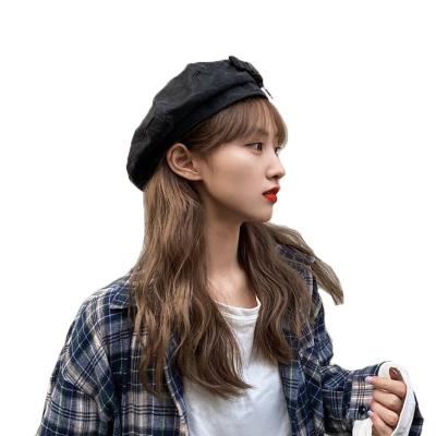 China Autumn Youth Street Girls' Korean Warm Beret Hat Winter Selling Photo Retro Statistical Style Image Fashion Women's Solid Color Japanese Beret Hat for sale