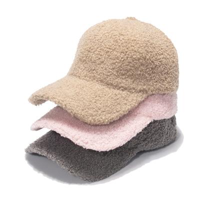 China Luxury ladies fur sports hat fashion solid color women winter lamb hair golf korean style outdoor furry warm COMMON baseball cap for sale