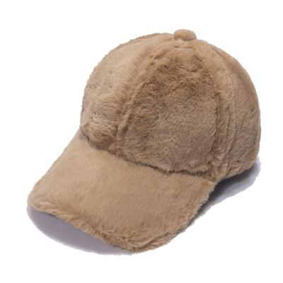 China Winter COMMON Luxury Hairy Warm Baseball Cap Korean Outdoor Sports Fur Girls Ladies Women Rabbit Hair Style Fur Hat for sale