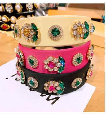 China Baroque Pearl Vintage Bling Rhinestone Flower Headband Women Hair Accessories for sale