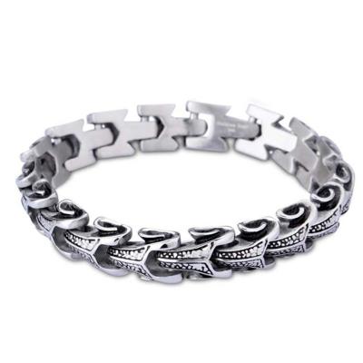 China Hiphop Personalized Fashion Hip Hop Stainless Steel Men's Keeled Bracelet Charm for sale