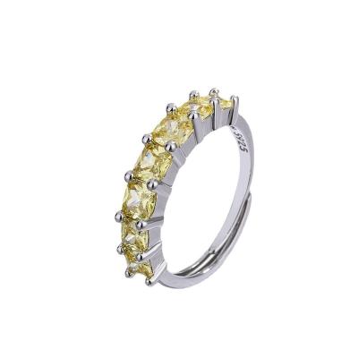 China Fashionable Women CLASSIC Zircon Diamond Jewelry Open Rings S925 Yellow Silver Couples Engagement Ring for sale