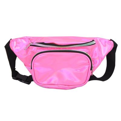 China Water Proof Fashion Laser Pussy Holographic Glitter Package Female PU Waist Bag Leather Bum for sale