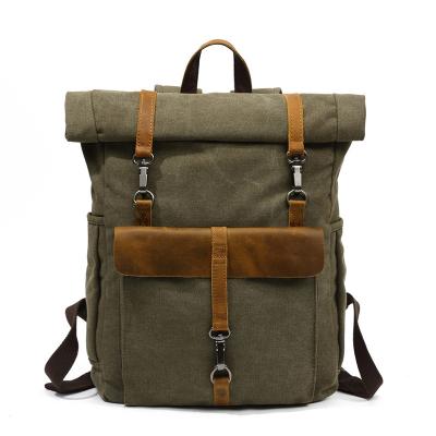 China Vintage Waterproof Canvas Travel Roller Office Pack Fashion Sports Outdoor Backpack for sale