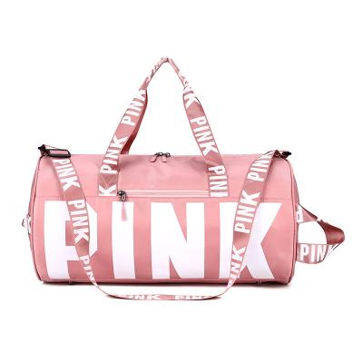 China Wholesale Fashion Durable Pink Gym Duffel Bags Round Print Logo Waterproof Women Sports Travel Bag for sale