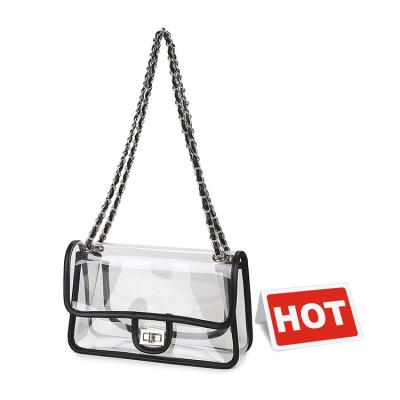 China Fashion Clear PVC Classic Custom Plastic Women Handbag Transparent Ladies Shoulder Bag for sale