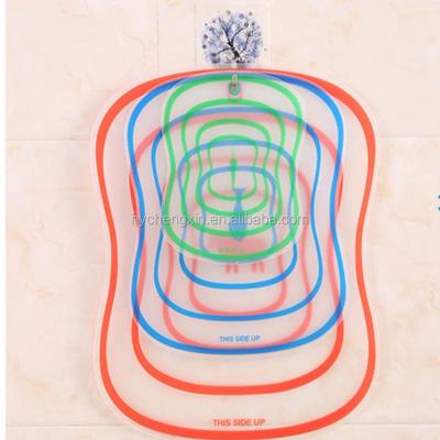 China Viable hot sale different color custom printing flexible transparent kitchen plastic cutting board mat for sale