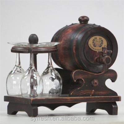 China Beer Oak Wine Barrel With Cup Holder For Decoration for sale