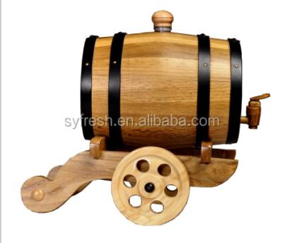 China 1.5L 3L Handmade Oak Wood Barrel With Wine Rack For Beer Use for sale