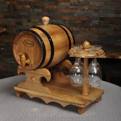 China Decorative Wine Mini Oak Wine Barrel With Cups For Wine for sale