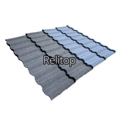 China Mid Century Modern Ocean Blue Color Custom Relitop Stone Coated Steel Roofing Tile For Leisure Facilities Building Non-residential Buildings for sale