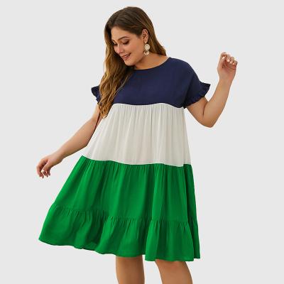 China Viable Hot Sale Summer Casual Plus Size Dresses Women's Spliced ​​Tiered Dress For Clothing for sale