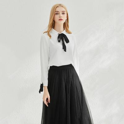 China New Designs Summer Autumn Elegant Trendy Chiffon Blouse Ladies Shirts Anti-pilling White Blouses For Women for sale