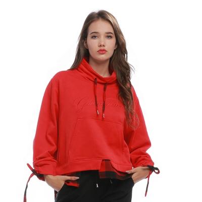 China Plus 100% Cotton High Quality Winter Long Sleeve Solid Red Anti-Wrinkle Size Short Custom Hoodies For Women Casual for sale