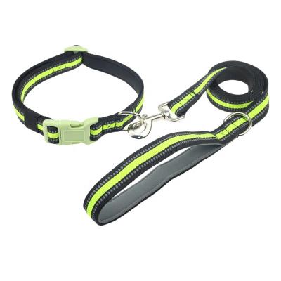 China Wholesale Nylon Adjustable Pet Dog Collar and Leash Set Reflective Collars Reflective Harnesses Leashes Luxury for sale