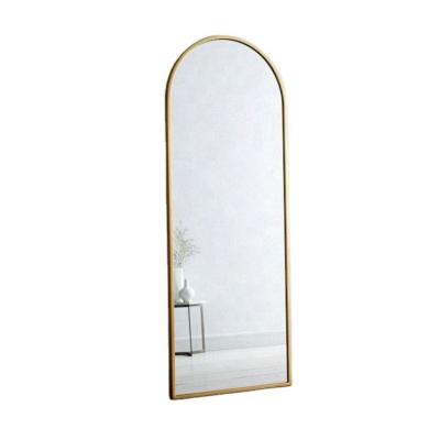 China Modern Stylish Black And Gold Floor Mirror Large Arched Wall Mirror For Cloakroom Entrance for sale