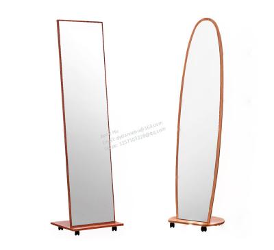 China Beautiful And Useful Factory Direct Sale Oval Shape Full Body Mirror With Flexible Wheels 30x166cm Free Movement Floor Standing Mirror Universal for sale