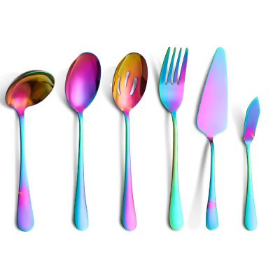 China Viable Silver 6Pcs Cutlery Set 304 Stainless Steel Dinnerware Set Knife Fork Teaspoon Dinner Set Kitchen Flatware Flatware Luxury for sale