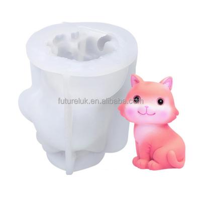 China Viable cute 3d cat cake silicone moldes Para velas candle making kit birthday gift ice cream molds set diy silicon resin molds for candles for sale