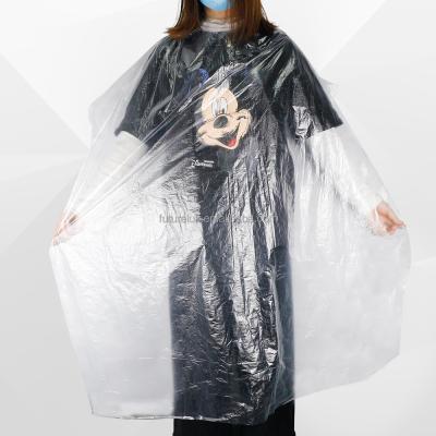 China Beauty Salon Transparent Disposable Hair Barber Apron Capes Waterproof Hair Cutting Disposable Salon Accessories Hairdressing Capes For Barbershop for sale