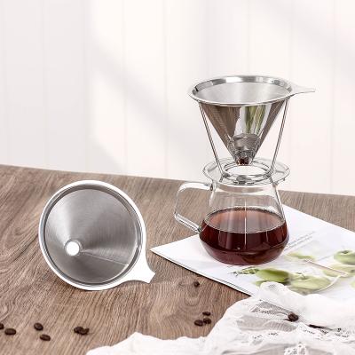 China Sustainable Removable Metal Stand Coffee Tea Cleaner Reusable Cone Cold Brew Coffee Filter With Handle for sale