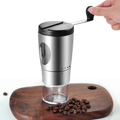 China Bean Grinder Stainless Steel Glass Outdoor Portable Travel Coffee Kitchen Tableware Manual Coffee Grinder with Foldable Arrangement for sale