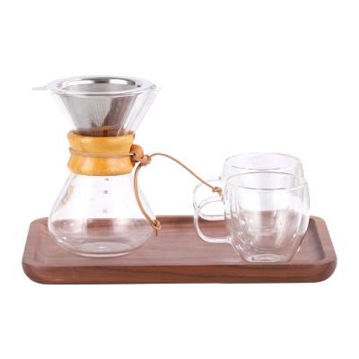 China Modern Handmade Pour Over Brew Coffee Maker Kit 2 Cup Arabic Turkish Coffee Glass Pot With Coffee Filter for sale