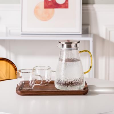 China Unique Design Noedic Style Sustainable Cold Water Kettle Home Used Matte Glass Tea Pot Teapot With Cups for sale