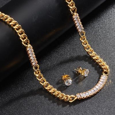 China Yueming Jewelry Fashion Woman Luxury Jewelry Bridal Zircon 18K Gold Jewelry Sets High Quality for sale