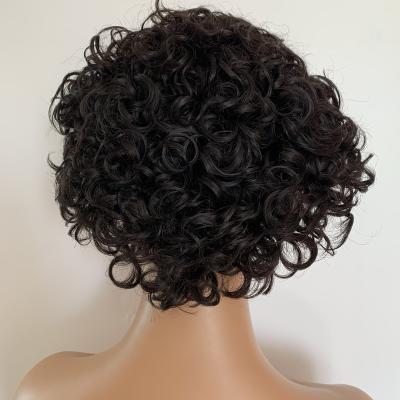 China Brazilian Virgin Natural Color Short Curly Pixie Cut Lead 13*6 Lace Front Wig for sale