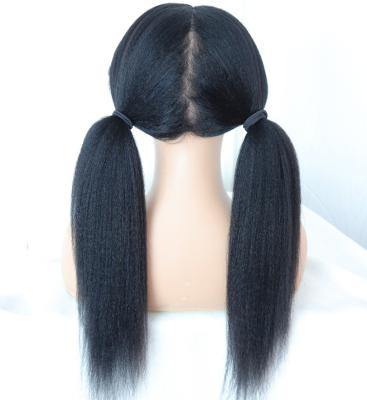 China 100% Virgin Brazilian Straight Kinky Straight Glueless Full Lace Wig With Bleached Knots For Black Women for sale