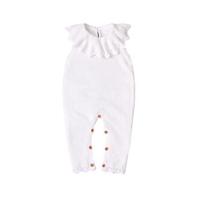 China Q82W338 Modern Modern Freshman Knitted Sleeveless Jumpsuits For Boys And Girls With Frills Baby Romper for sale