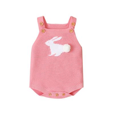 China Wholesale 100% Cotton Newborn Baby Girl Cheap Modern Solid Color Sleeveless Newborn Summer Clothes Cute Rabbit Design Baby Romper for sale