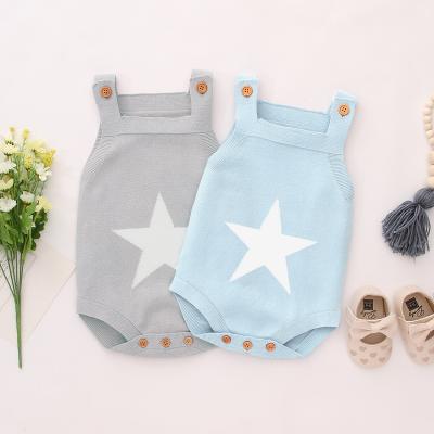 China 2021 Hot Sale Autumn Newborn Lovely Design Button Starred Cotton Girls and Boy Baby Knitted Baby Romper Overalls for sale