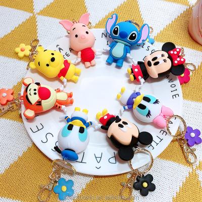 China Hot Selling Cute Silicone PVC 3D Purse Cartoon Character Keychain Kids and Children Favor Key Chains Poke Pooh Gift 3d Key Chain for sale