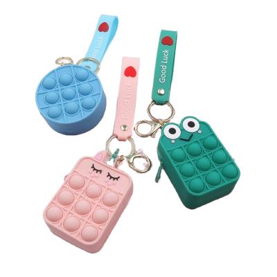 China Stirring Person 2021 New Kawaii Silicone Push Button Push Bubble Noise Toy Coin Purse Pendant for sale